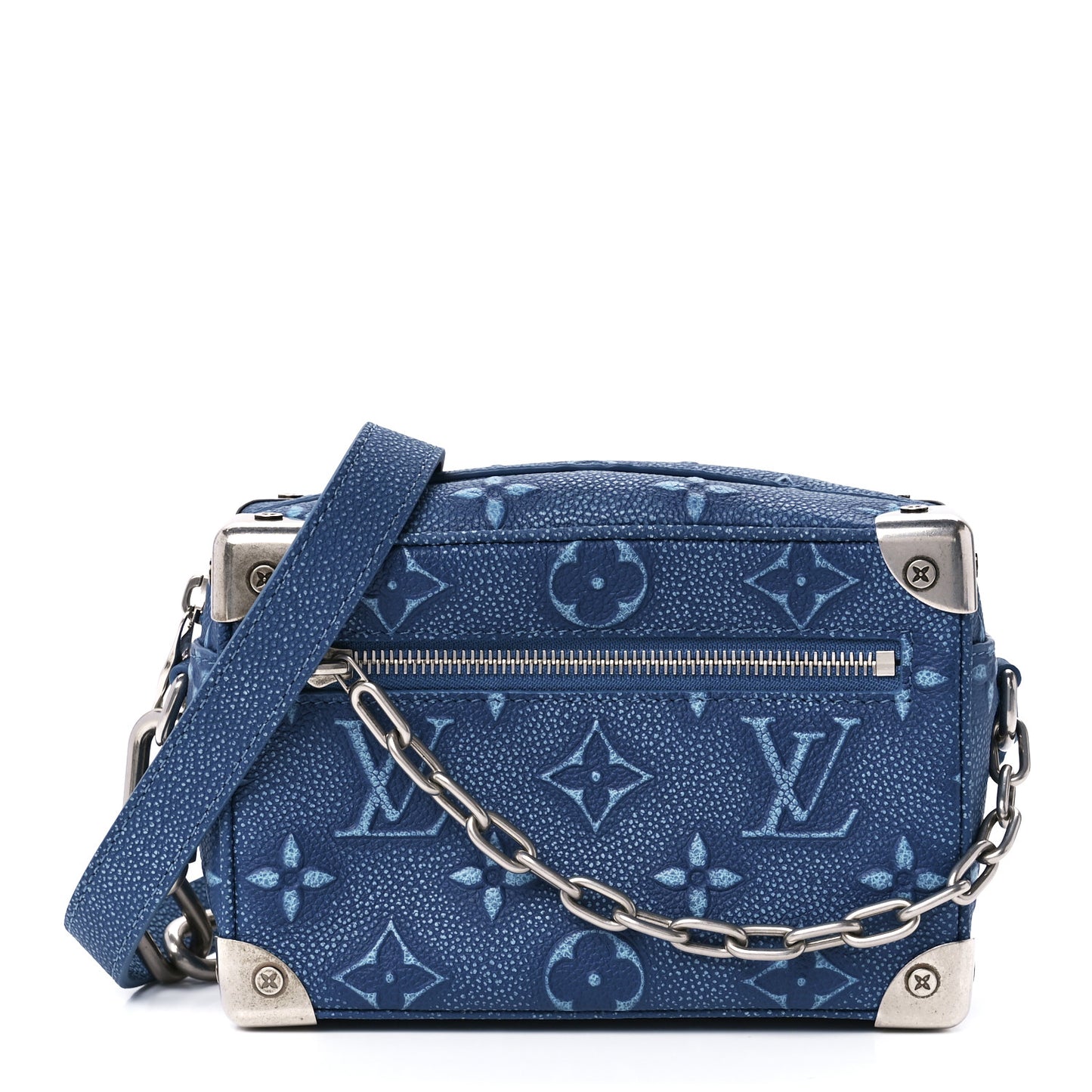Cowhide Monogram Mini Soft Trunk Denim Blue