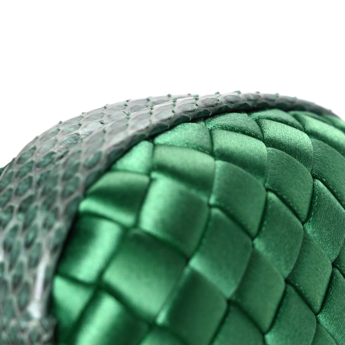 Satin Intreccio Impero Ayers Stretch Knot Clutch Emerald