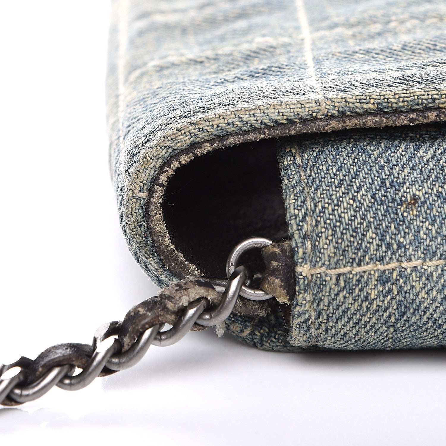 Chanel Denim Chocolate Bar Quilted East West Flap 14 of 15
