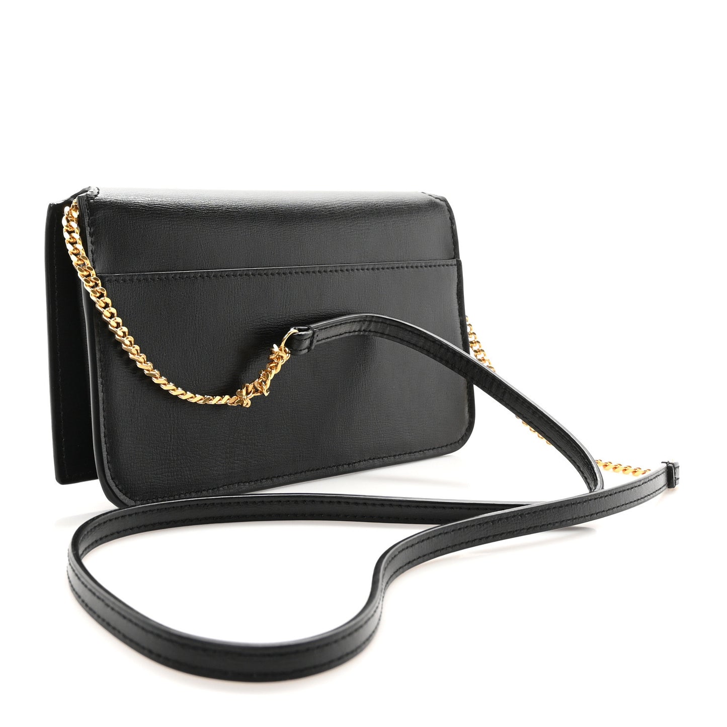Smooth Calfskin Monogram Phone Holder Crossbody Black