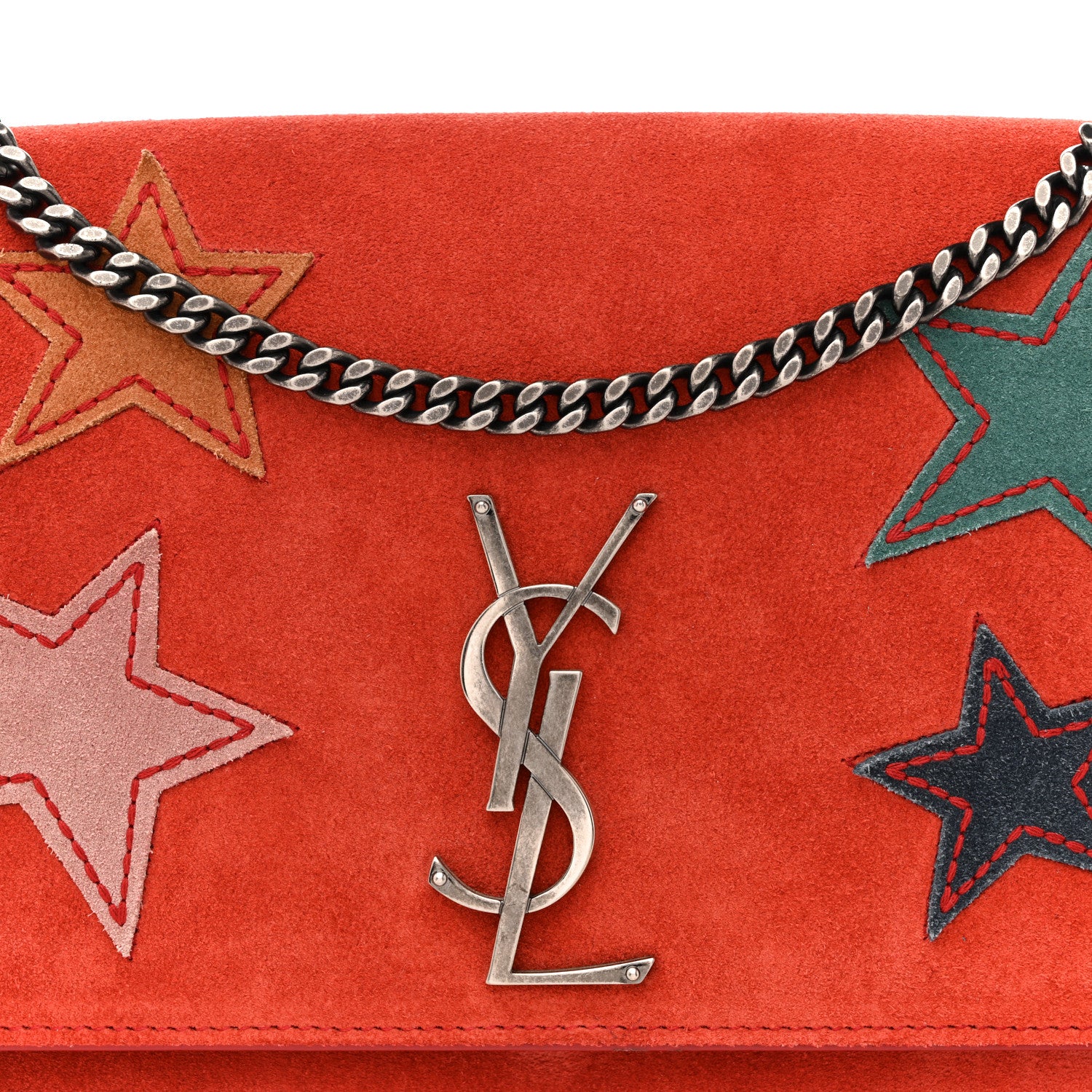 Saint Laurent Suede Star Medium Classic Monogram Kate Satchel Berry Red 8 of 15