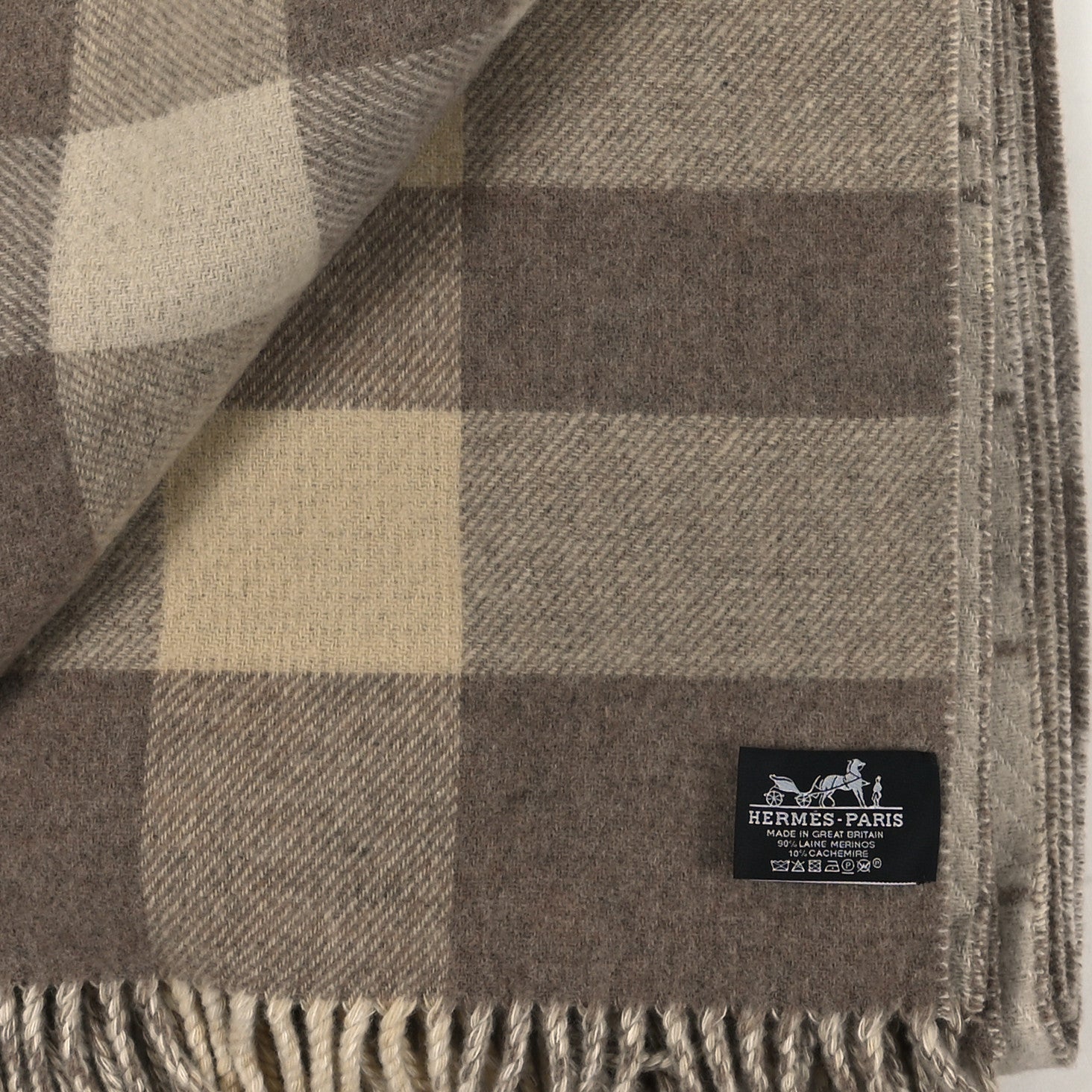 Hermes Merinos Wool Cashmere Anchor Chain 17 Blanket Galet 3 of 3