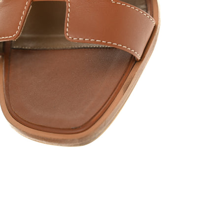Hermes Box Calfskin Oran Sandals 39 Gold 14 of 15