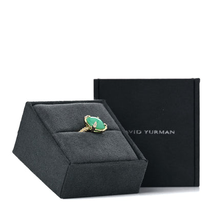 David Yurman 18K Yellow Gold Diamond Chrysoprase 11mm Chatelaine Ring 54 7 6 of 6