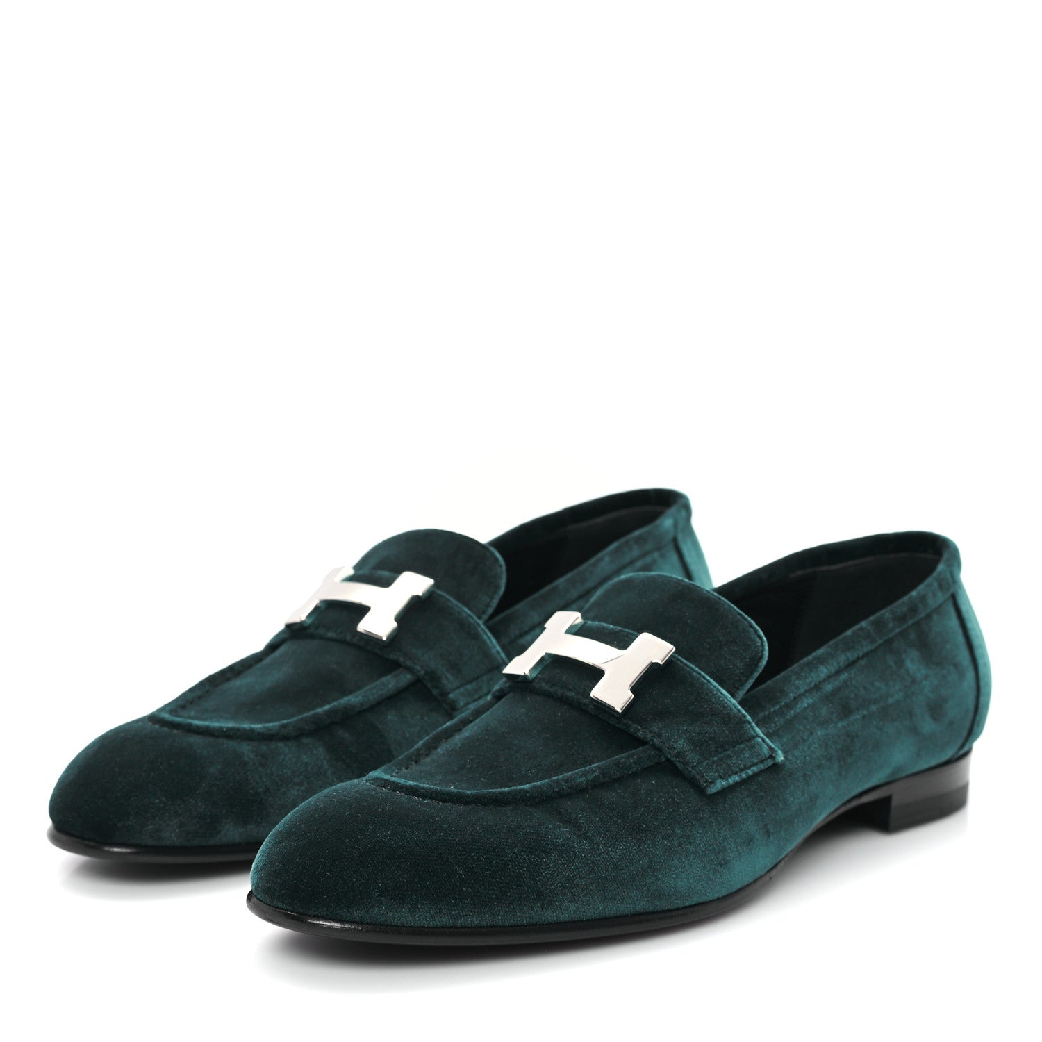 Hermes Velvet Womens Paris Loafers 36 Vert Fonce 4 of 10
