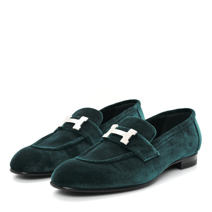 Hermes Velvet Womens Paris Loafers 36 Vert Fonce 4 of 10