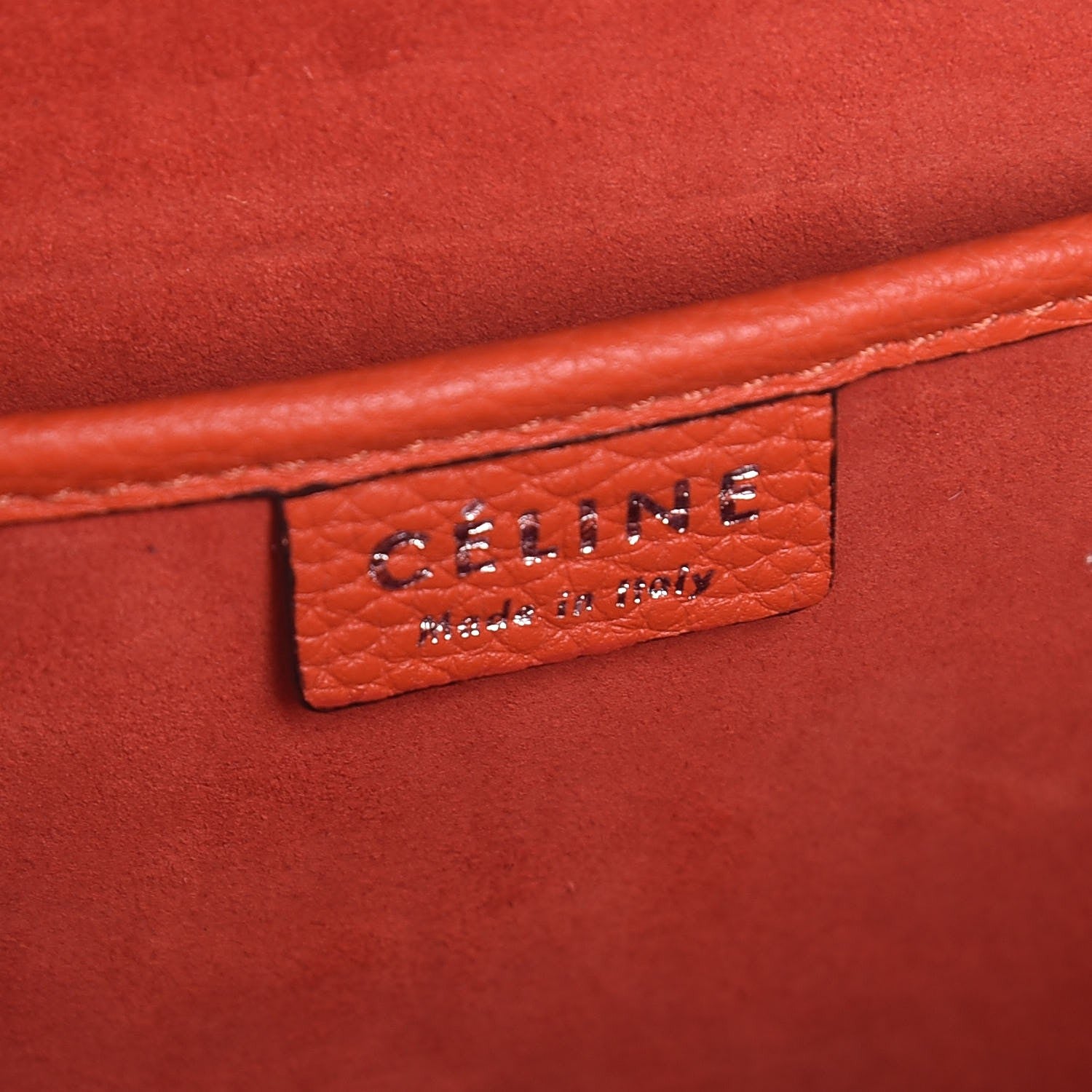 Celine Drummed Calfskin Nano Luggage Vermillion 7 of 8