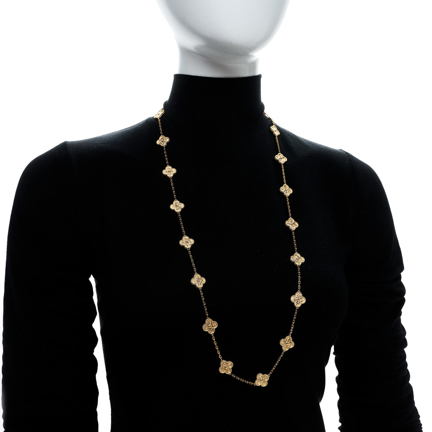 Van Cleef & Arpels 18K Yellow Gold 20 Motifs Vintage Alhambra Necklace 2 of 5