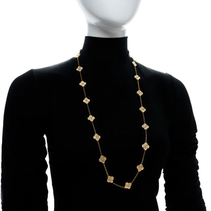 Van Cleef & Arpels 18K Yellow Gold 20 Motifs Vintage Alhambra Necklace 2 of 5