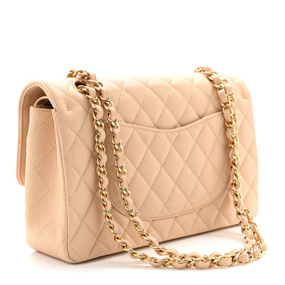 Chanel Caviar Quilted Medium Double Flap Beige 3 of 11
