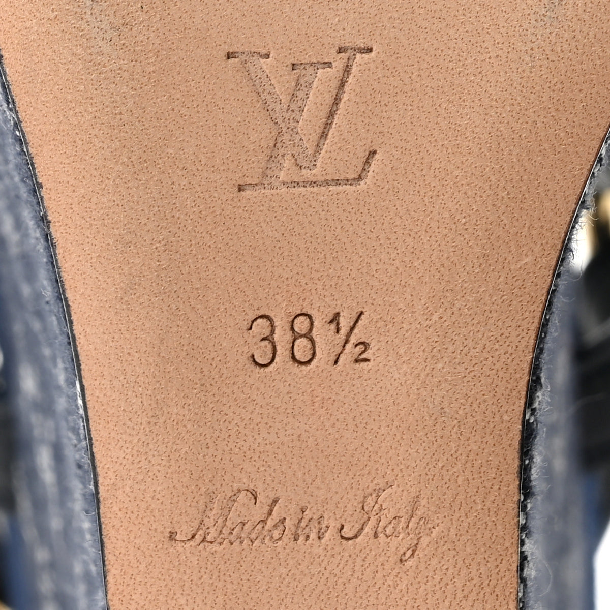 Calfskin Monogram Denim Ocean Wedge Sandals 38.5 Blue