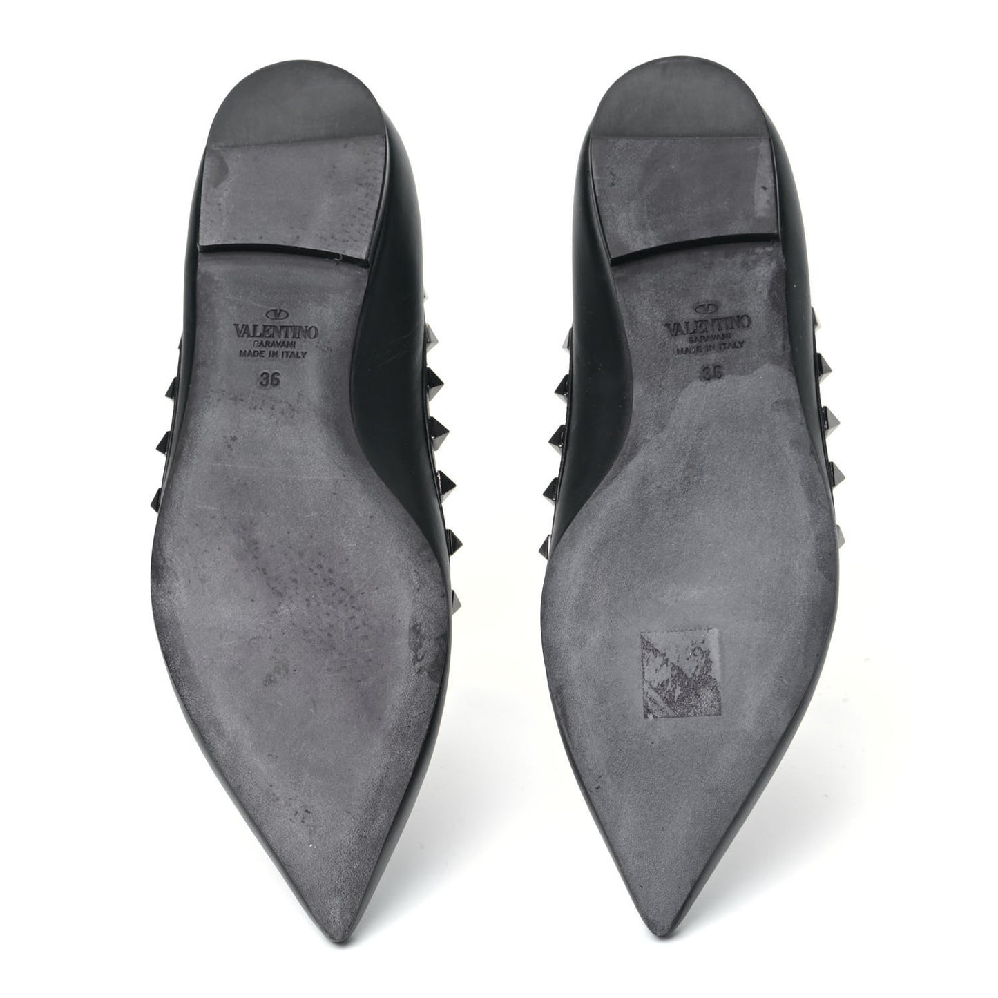 Calfskin Rockstud Ballerina Flats 36 Black