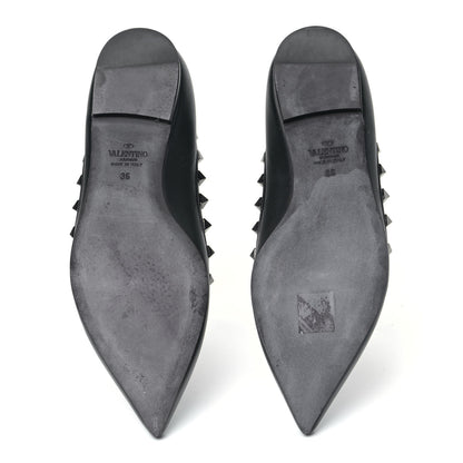 Valentino Garavani Calfskin Rockstud Ballerina Flats 36 Black 6 of 11