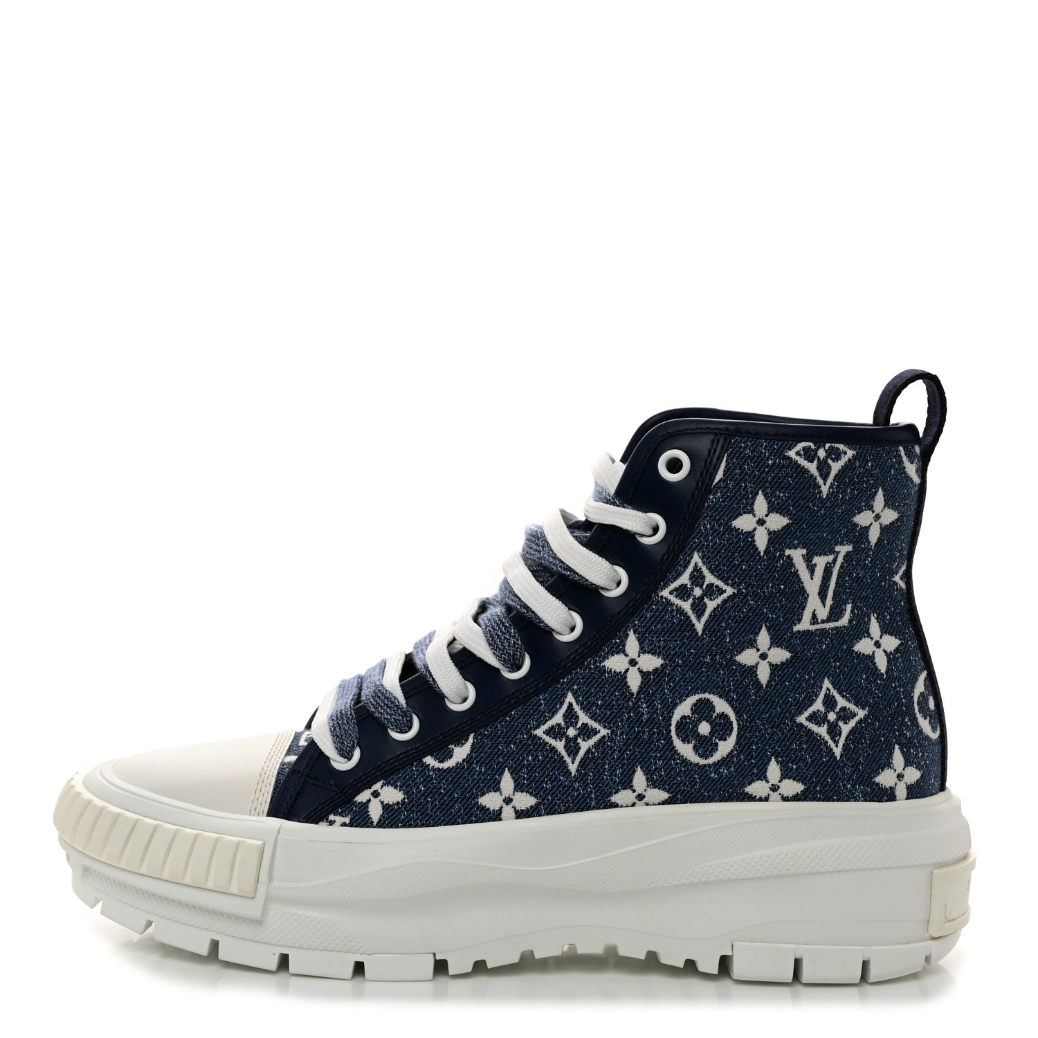 Louis Vuitton Denim Monogram Squad Sneaker Boots 38 Marine 1 of 9