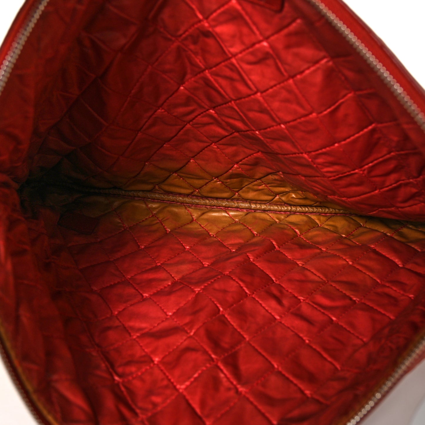 Lambskin Quilted Large Cosmetic Case Red