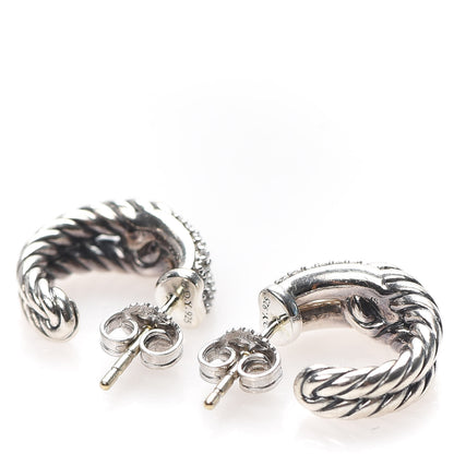 David Yurman Sterling Silver Diamond Labyrinth Hoop Earrings 3 of 4