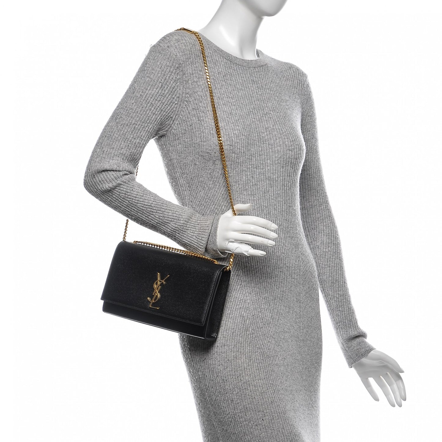 Grain De Poudre Medium Classic Monogram Kate Satchel Black