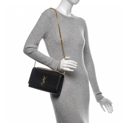 Saint Laurent Grain De Poudre Medium Classic Monogram Kate Satchel Black 2 of 6