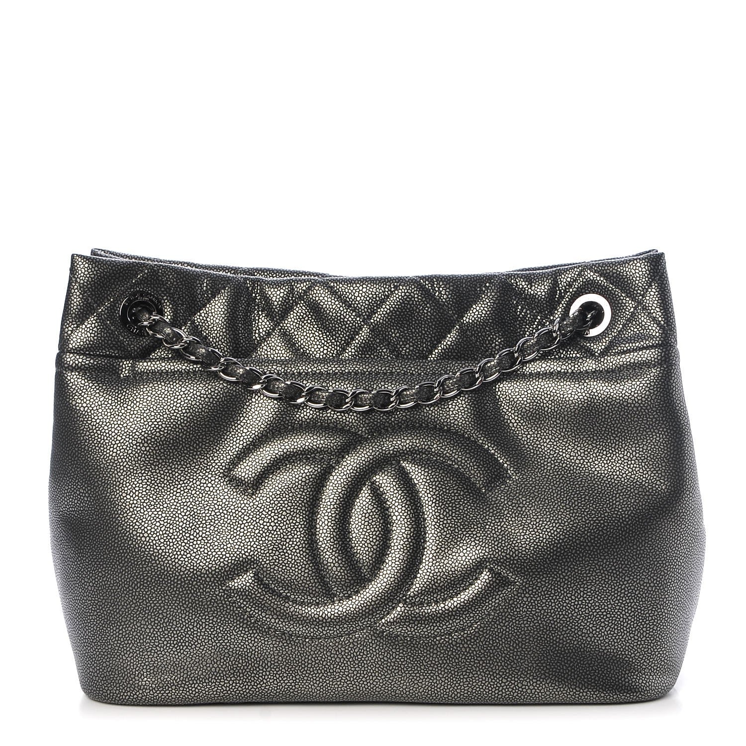 Chanel Metallic Caviar Quilted CC Timeless Tote Dark Silver 1 of 7