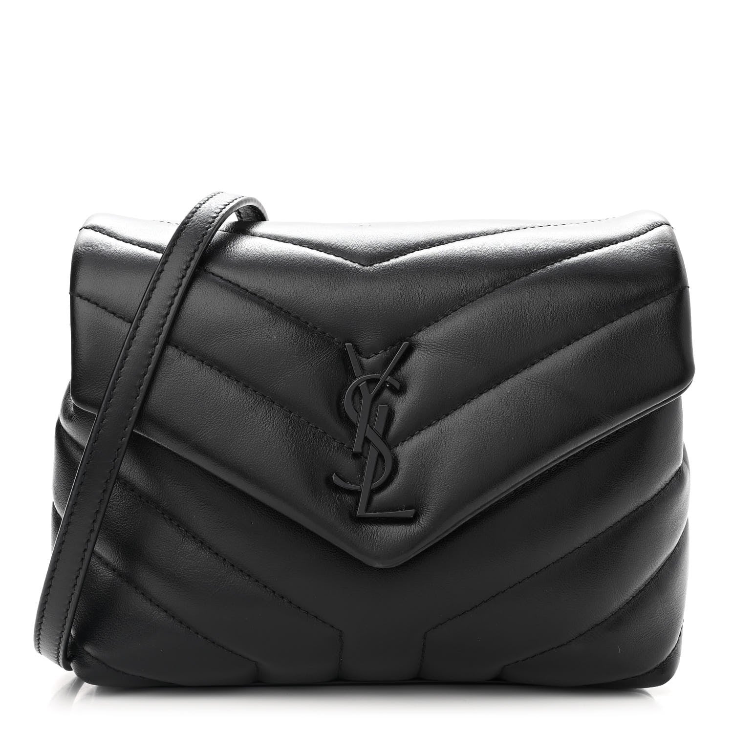 Saint Laurent Calfskin Y Quilted Monogram Monochrome Toy Loulou Crossbody Bag Black 1 of 12