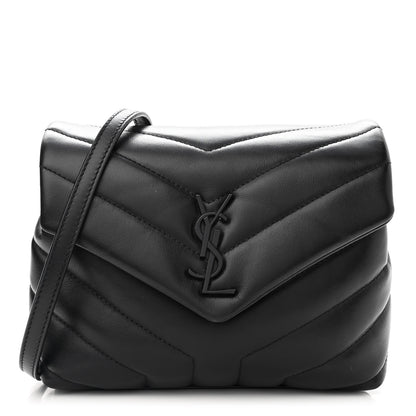 Saint Laurent Calfskin Y Quilted Monogram Monochrome Toy Loulou Crossbody Bag Black 1 of 12