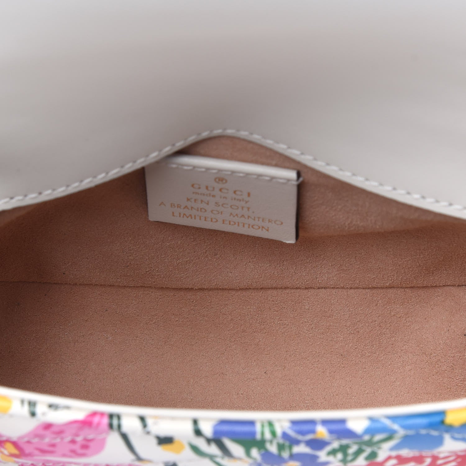 Gucci X KEN SCOTT Calfskin Matelasse Floral Print Super Mini GG Marmont Shoulder Bag Ivory Pink 5 of 11