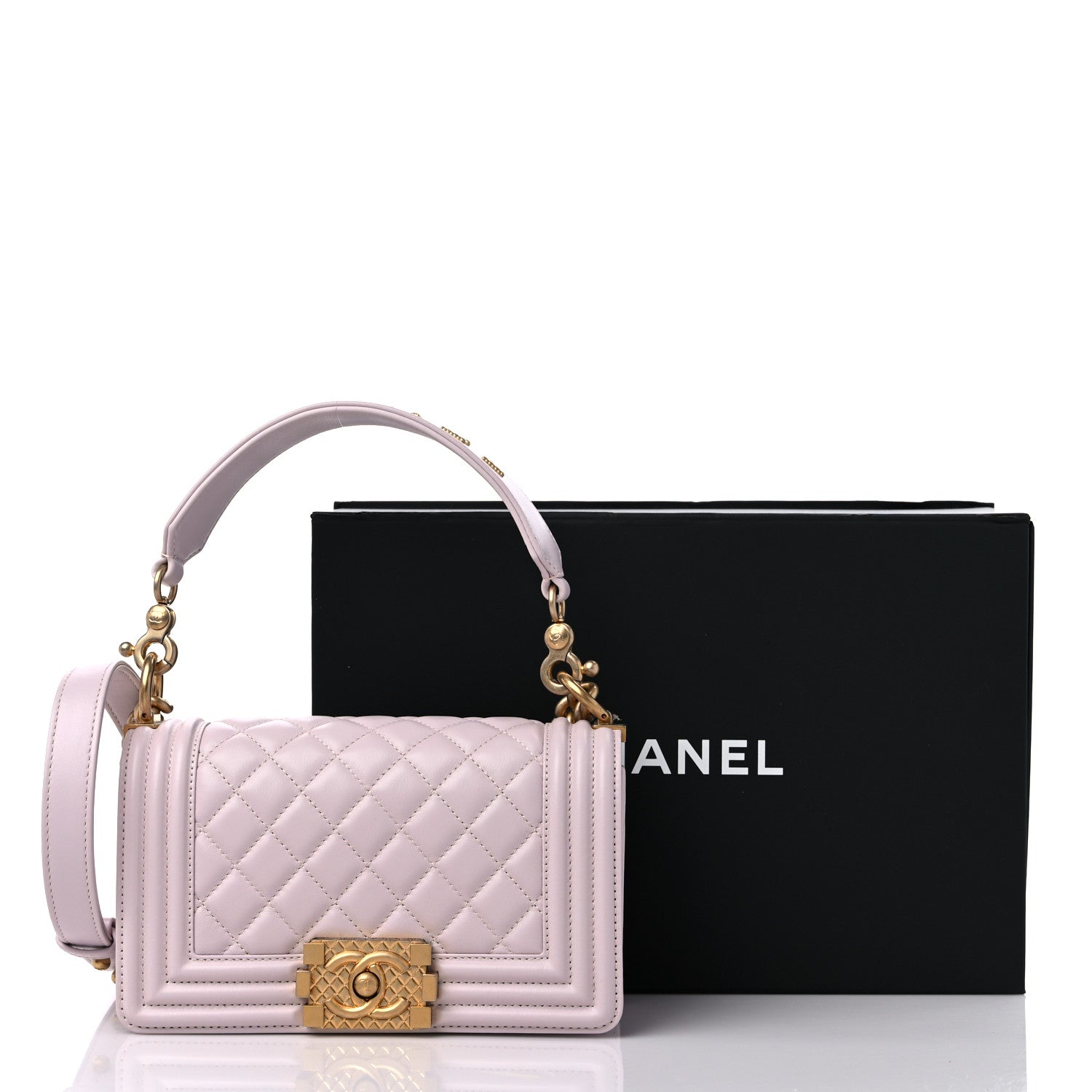 Chanel Calfskin Small Boy Logo Top Handle Flap Lilac 12 of 12