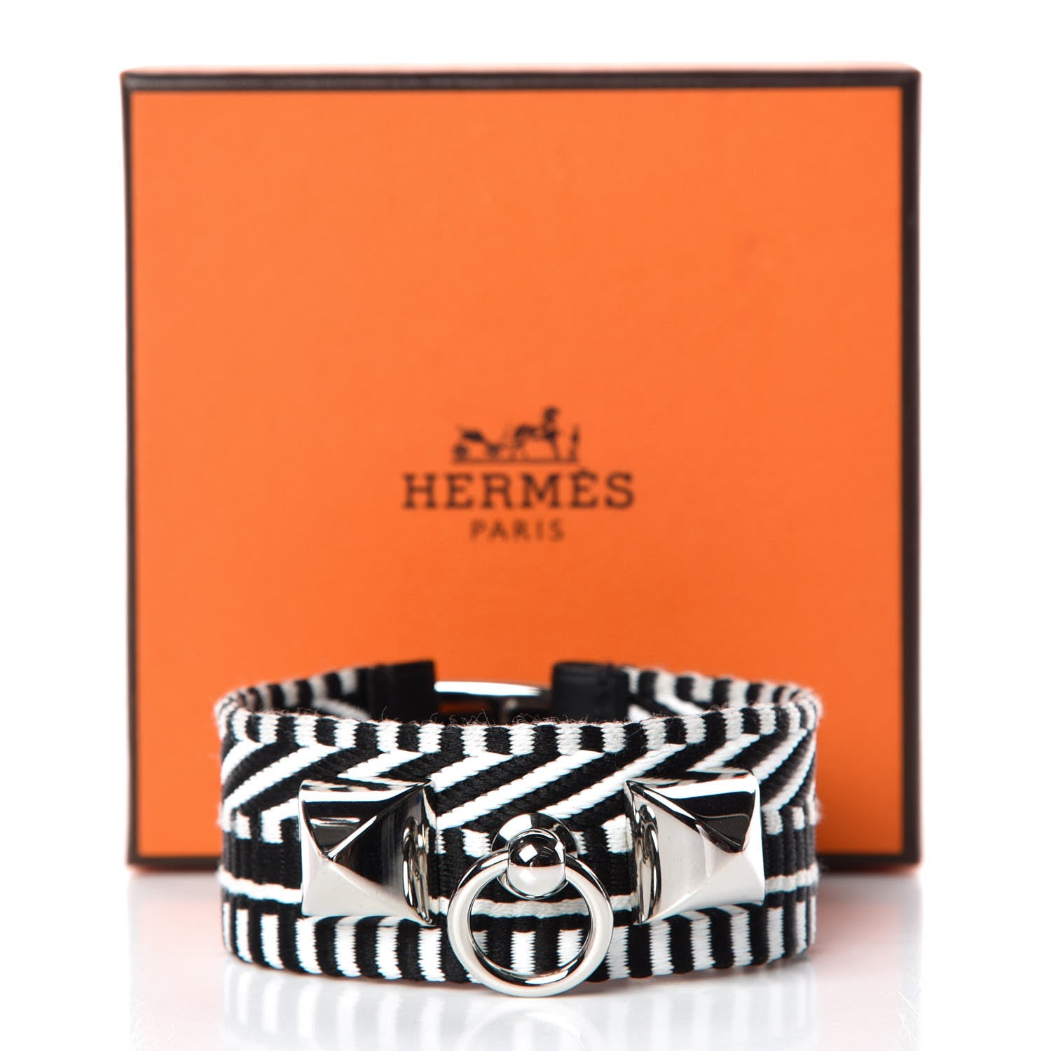 Hermes Toile Sombrero Rivale Cavale Bracelet T3 Black 6 of 6