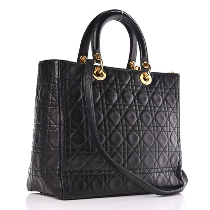 Christian Dior Lambskin Cannage Large Lady Dior Black 3 of 17