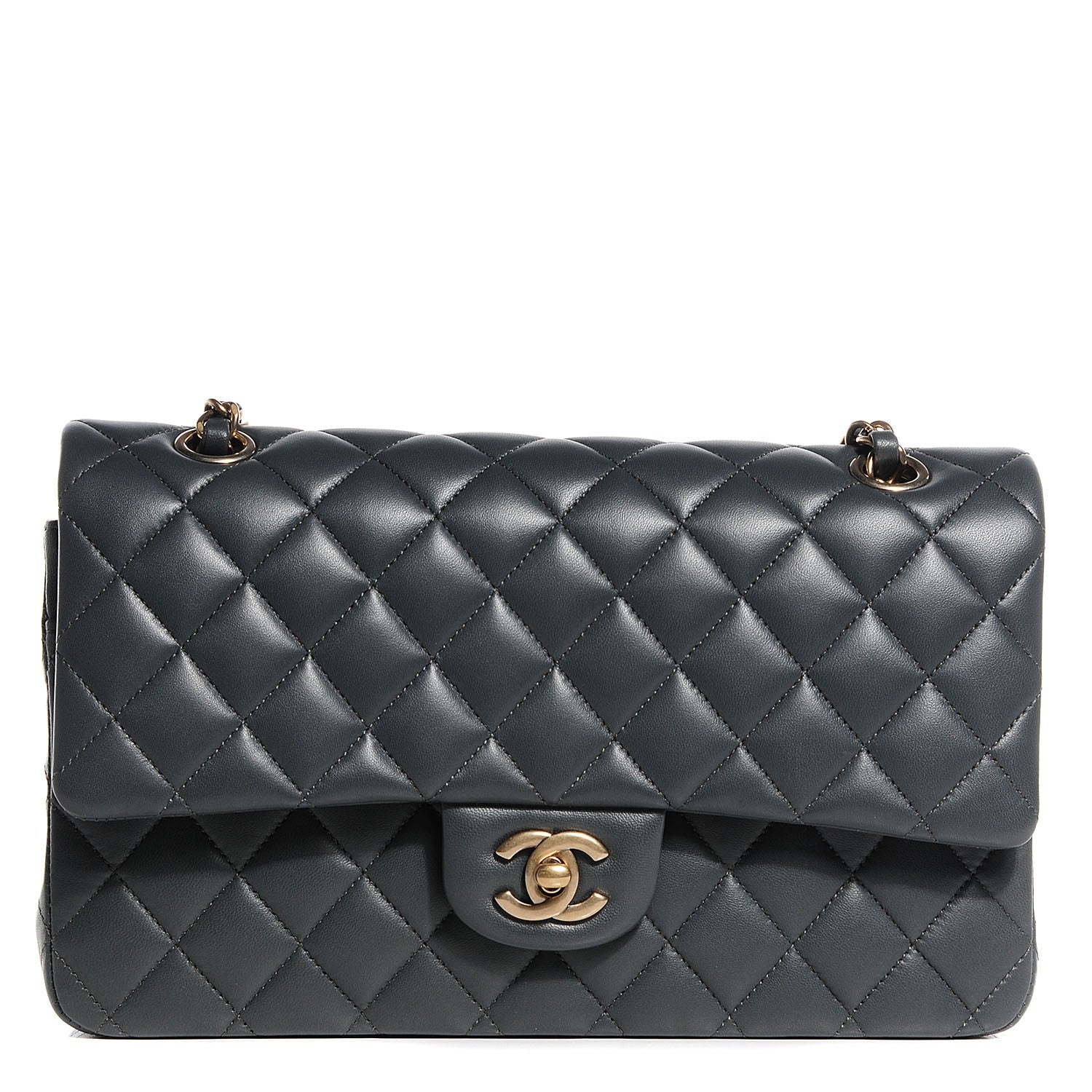 Chanel Lambskin Quilted Medium Double Flap Charcoal Grey 1 of 9