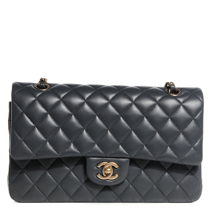 Chanel Lambskin Quilted Medium Double Flap Charcoal Grey 1 of 9