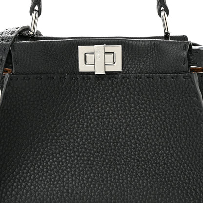 Fendi Cuoio Romano Selleria Bi-Color Mini Peekaboo Iconic Satchel Black Mou 8 of 10