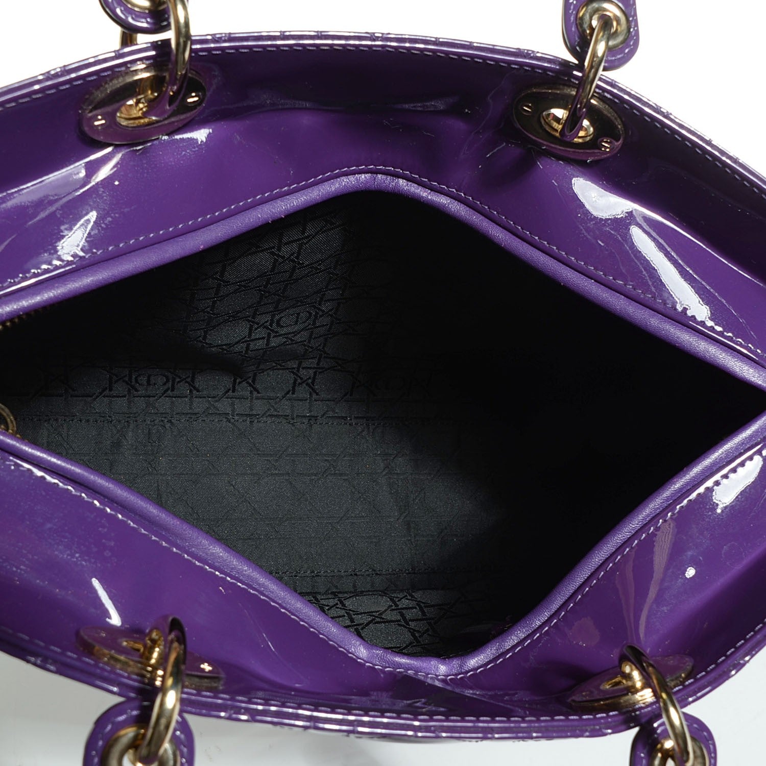 Christian Dior Patent Cannage Large Lady Dior Violet Purple 5 of 9