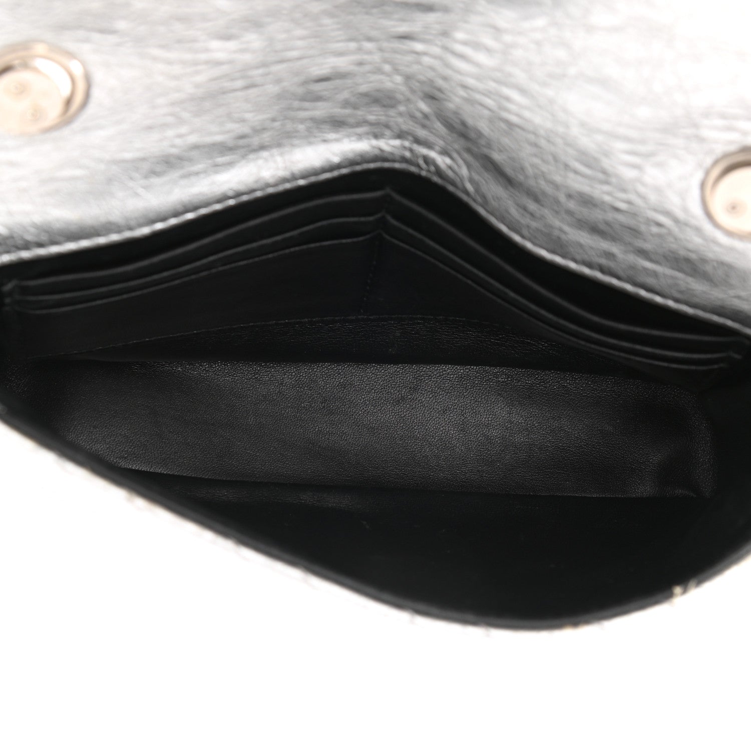 Balenciaga Metallic Arena Calfskin Logo Matelasse BB Chain Wallet Argent 8 of 13