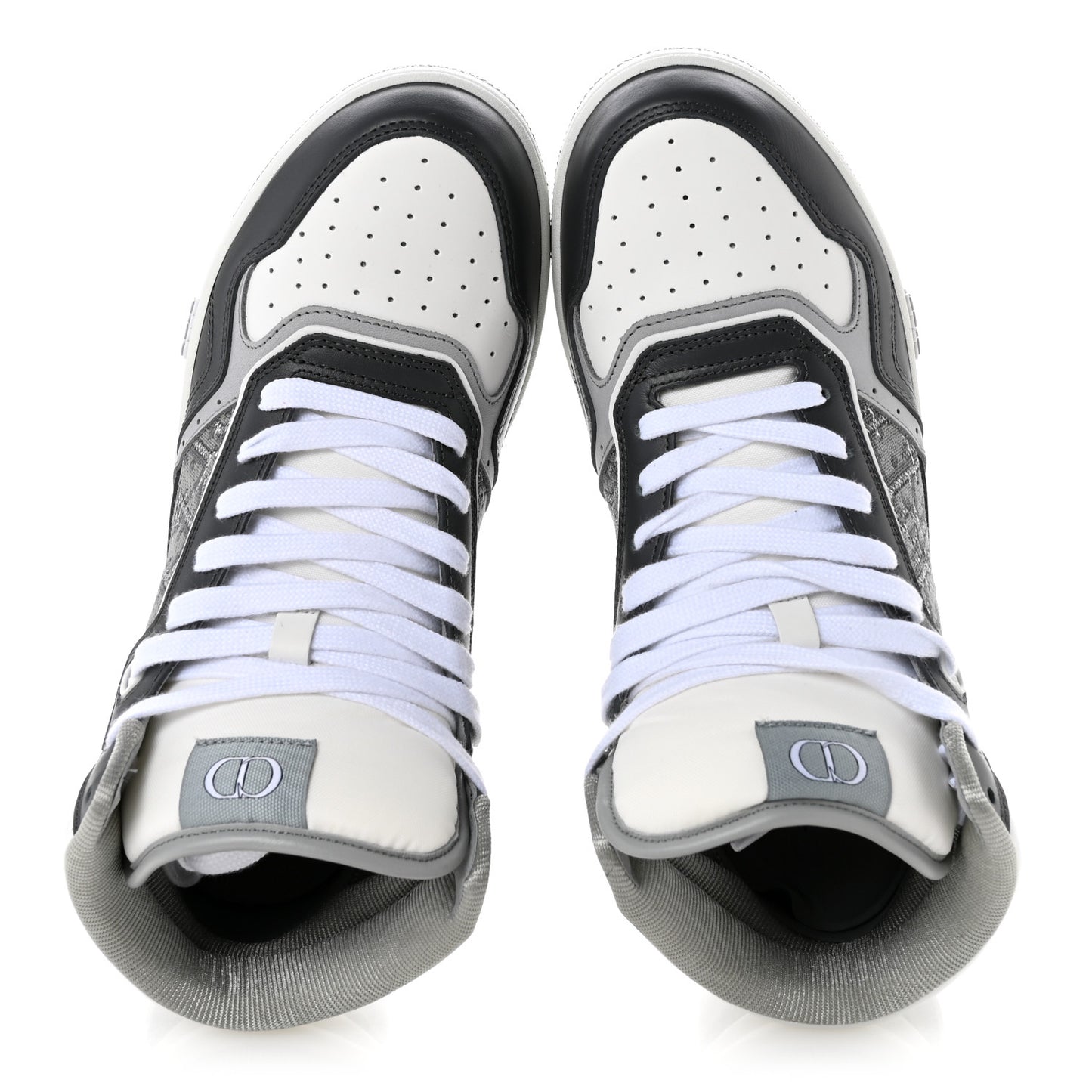 Smooth Calfskin Jacquard Oblique Mens B27 High Top Sneakers 40 Grey