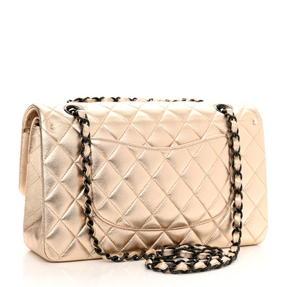 Chanel Metallic Lambskin Quilted Medium Double Flap Gold Black 3 of 11