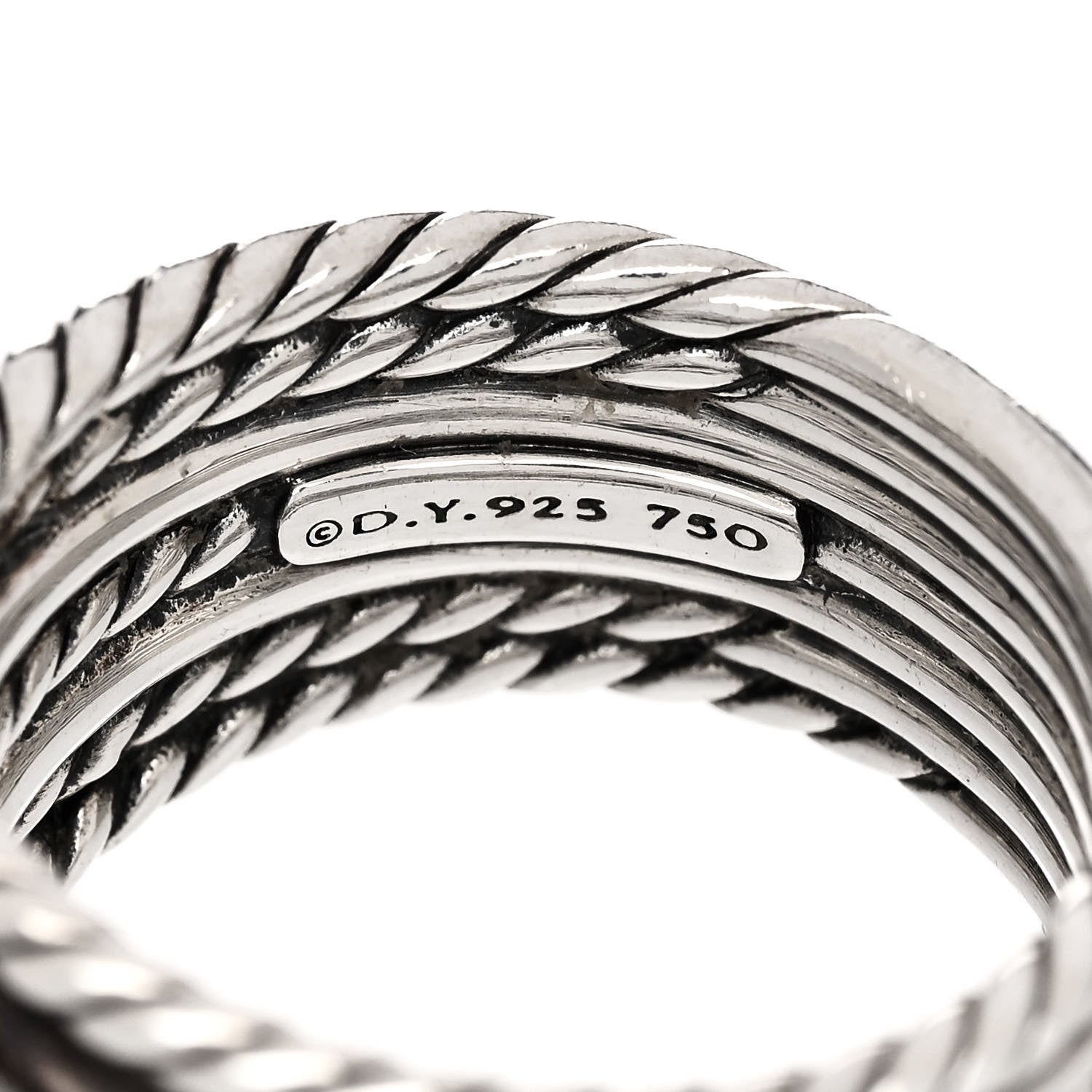 David Yurman Sterling Silver 18K Yellow Gold Double X Crossover Ring 57 8 4 of 4