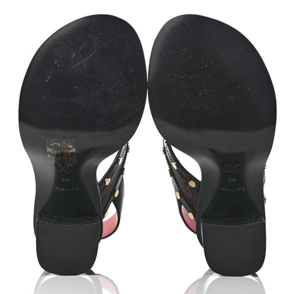 Louis Vuitton Calfskin Monogram Passenger Heeled Sandals 38 Black Rose 5 of 9
