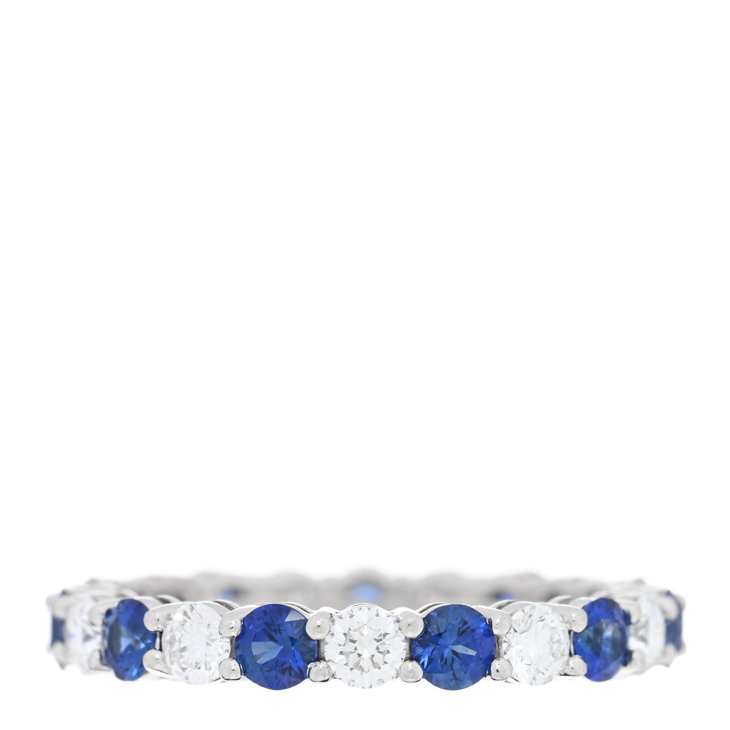 Tiffany Platinum Diamond Blue Sapphire Forever Full Circle Ring 54 6.75 1 of 4