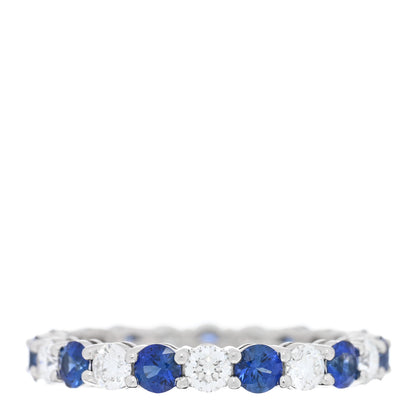 Tiffany Platinum Diamond Blue Sapphire Forever Full Circle Ring 54 6.75 1 of 4