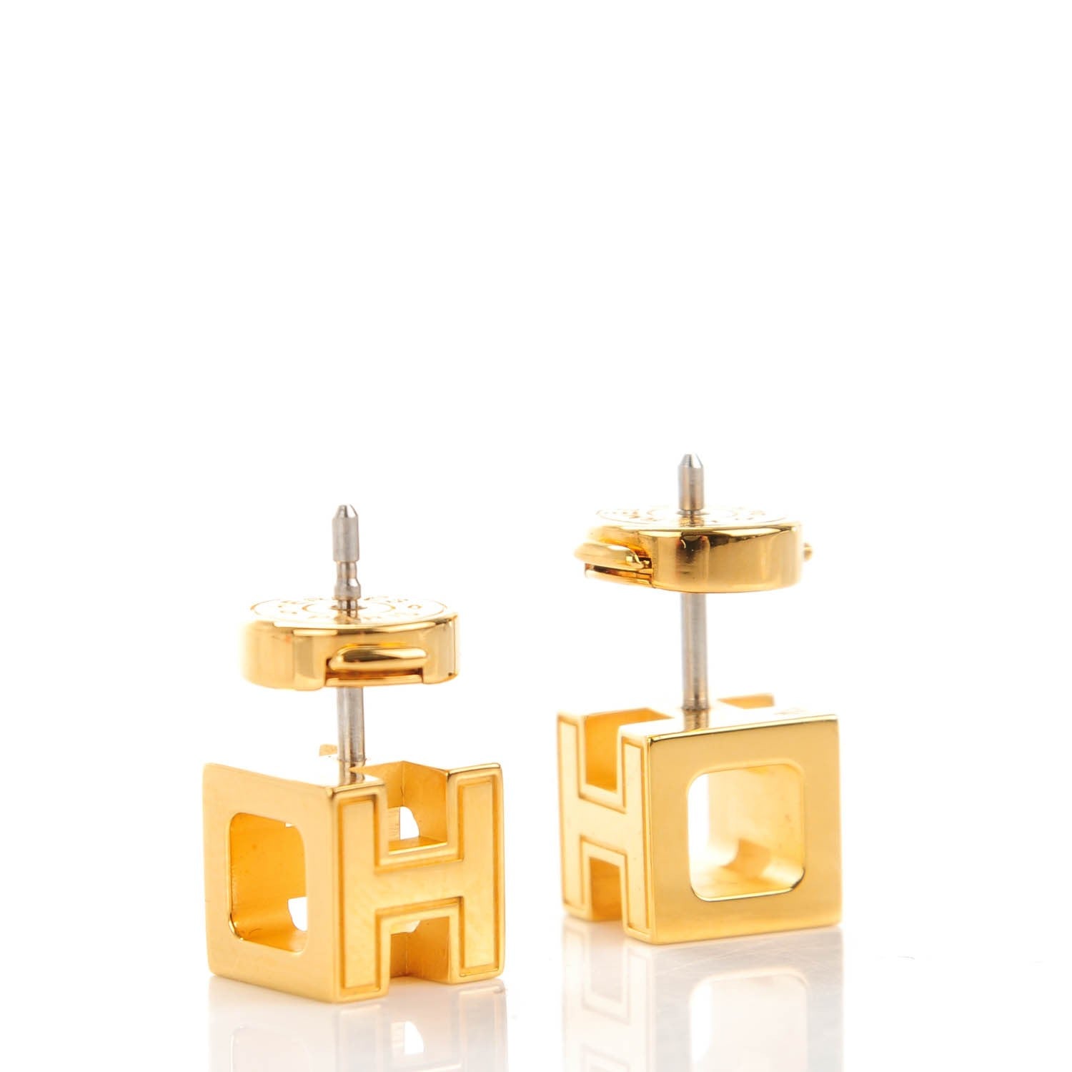 Hermes Gold Lacquered Cage d'H Earrings Jaune Madras 5 of 6