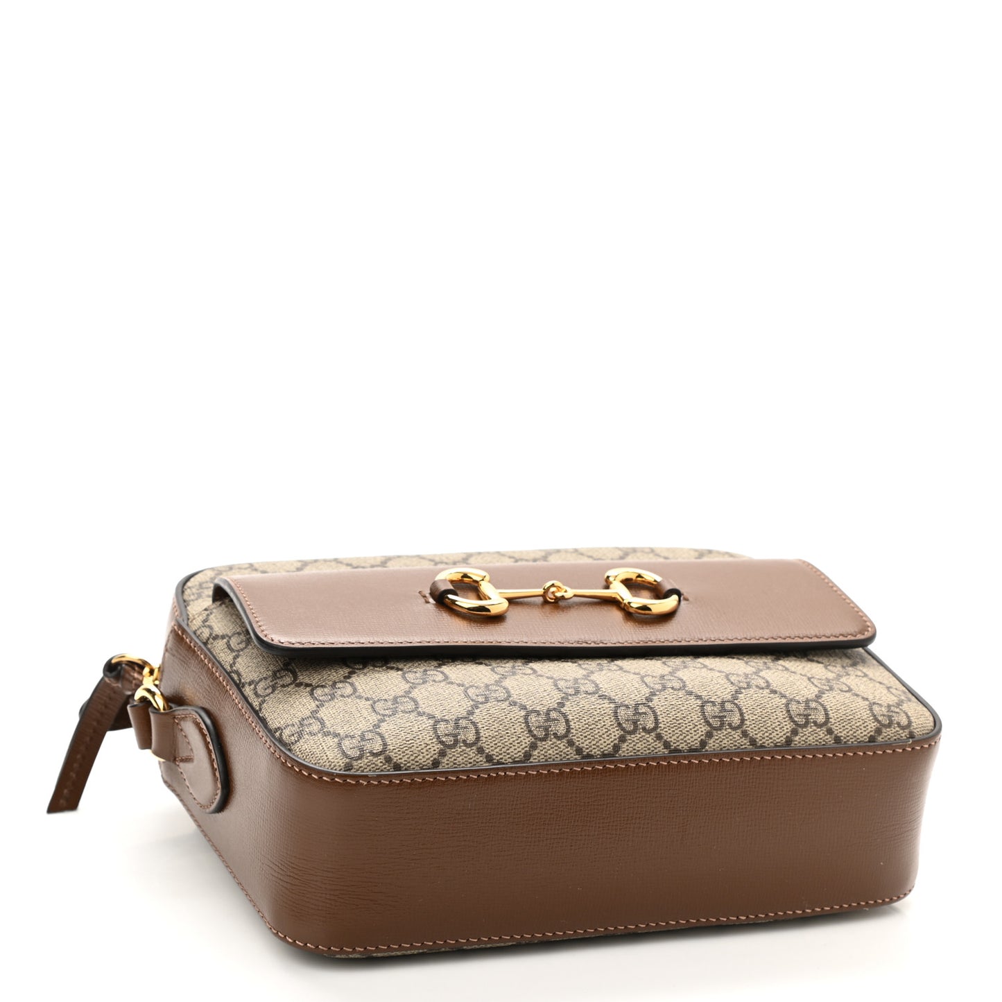 GG Supreme Monogram Small Horsebit 1955 Shoulder Bag Beige Brown Sugar