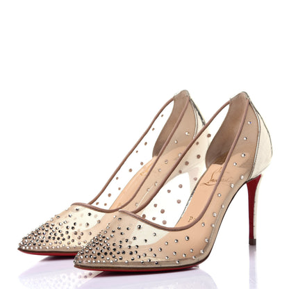 Christian Louboutin Rete Patent Crystal Strass Follies 100 Pumps 36 Gold 3 of 10