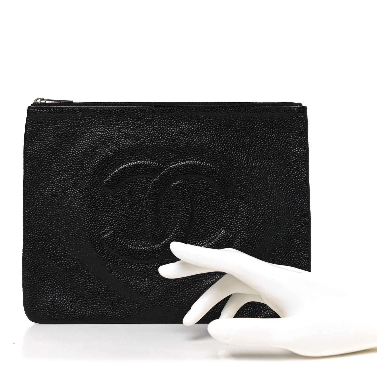Chanel Caviar Timeless CC Cosmetic Pouch Clutch Black 2 of 8
