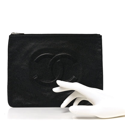 Chanel Caviar Timeless CC Cosmetic Pouch Clutch Black 2 of 8