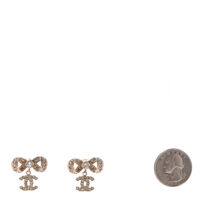 Chanel Crystal CC Bow Drop Earrings Gold 2 of 5