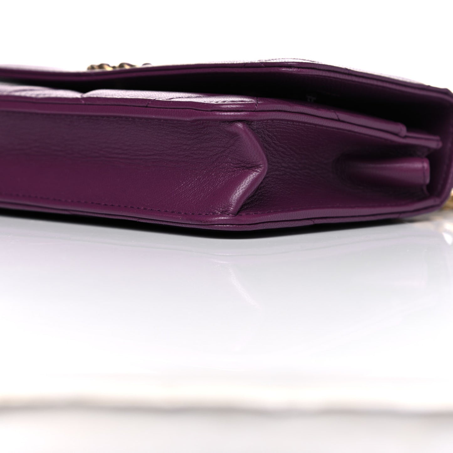 Lambskin Quilted Chanel 19 Wallet On Chain WOC Purple