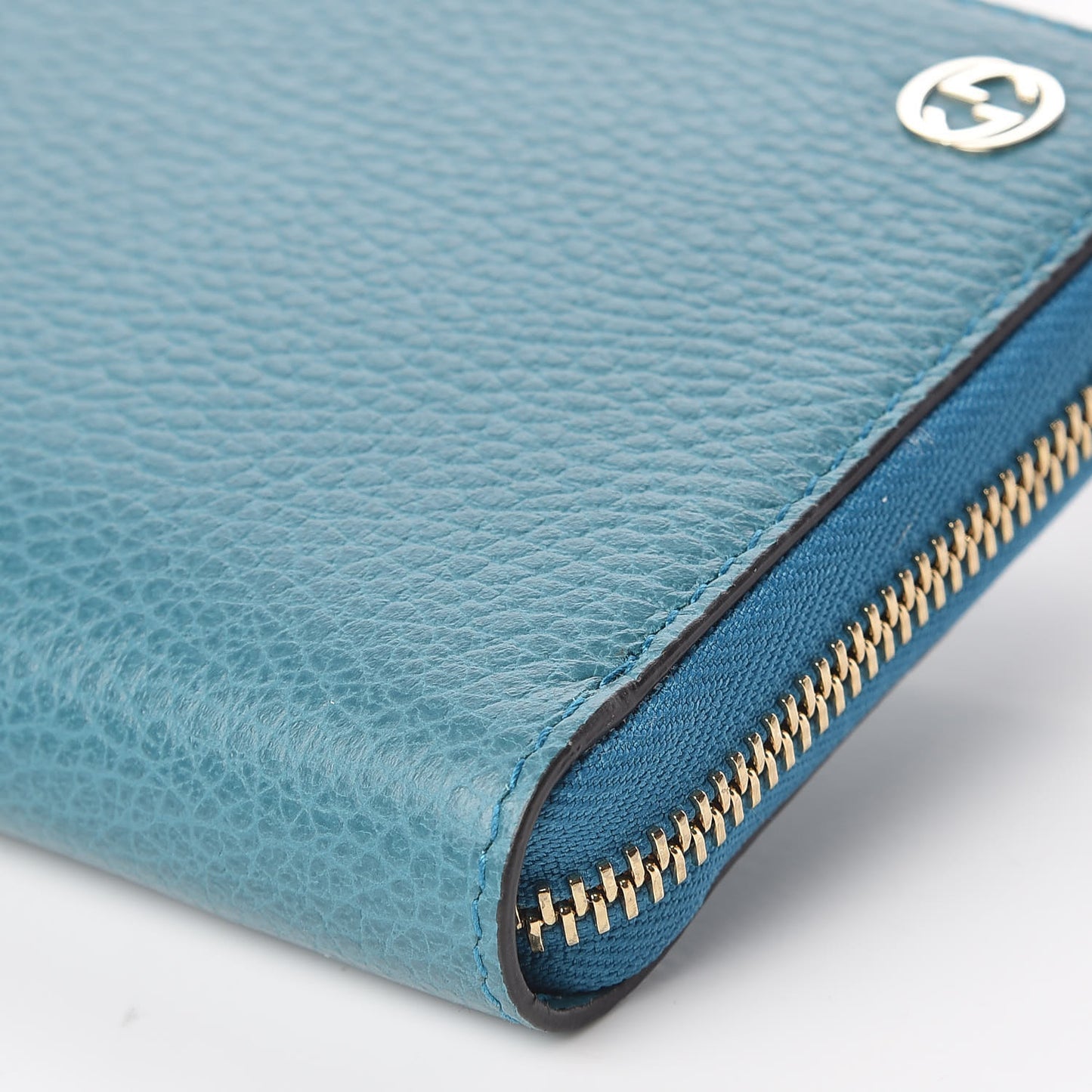 Dollar Calfskin GG Zip Around Wallet Deep Cobalt