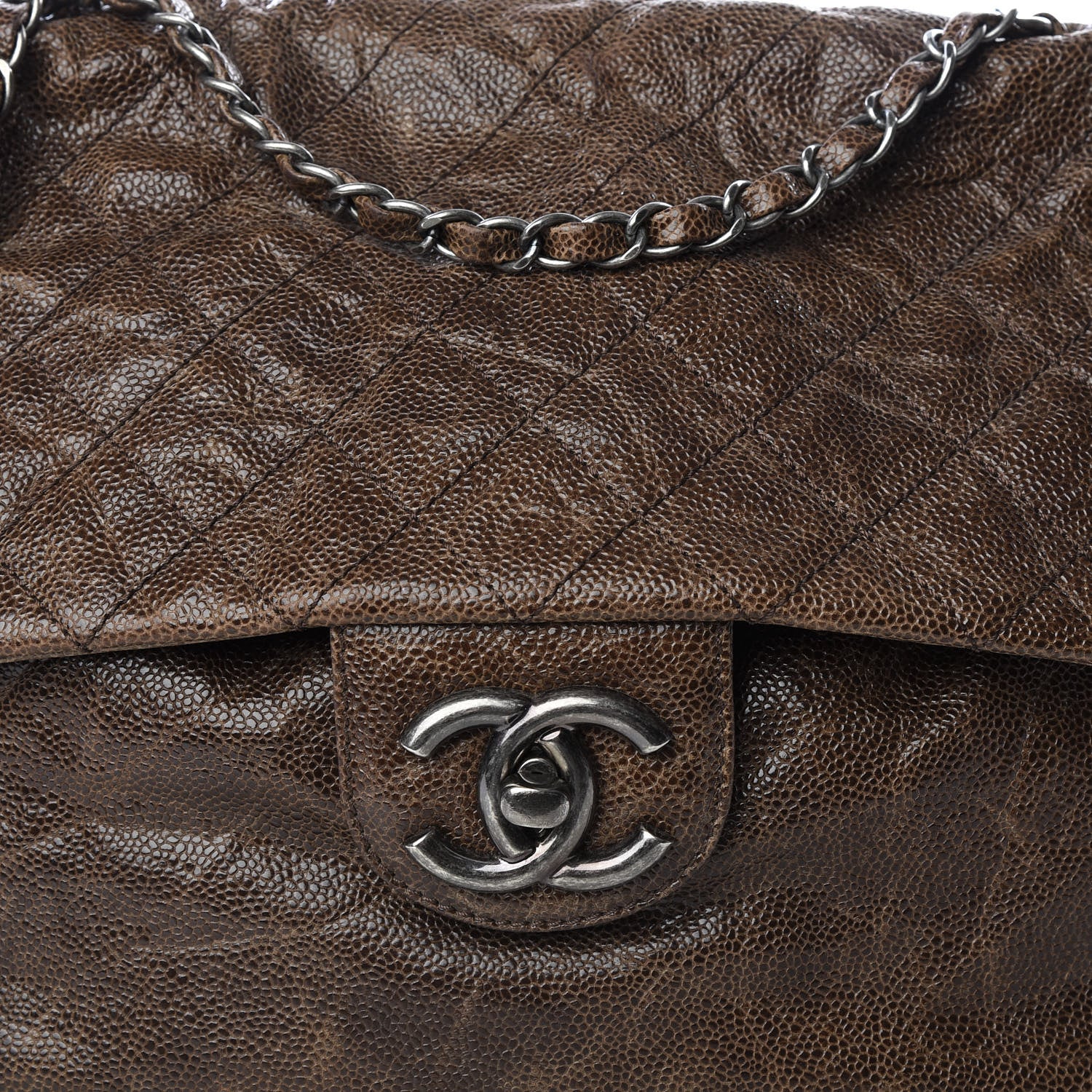 Chanel Caviar Quilted Medium Elastic Flap Brown 9 of 9