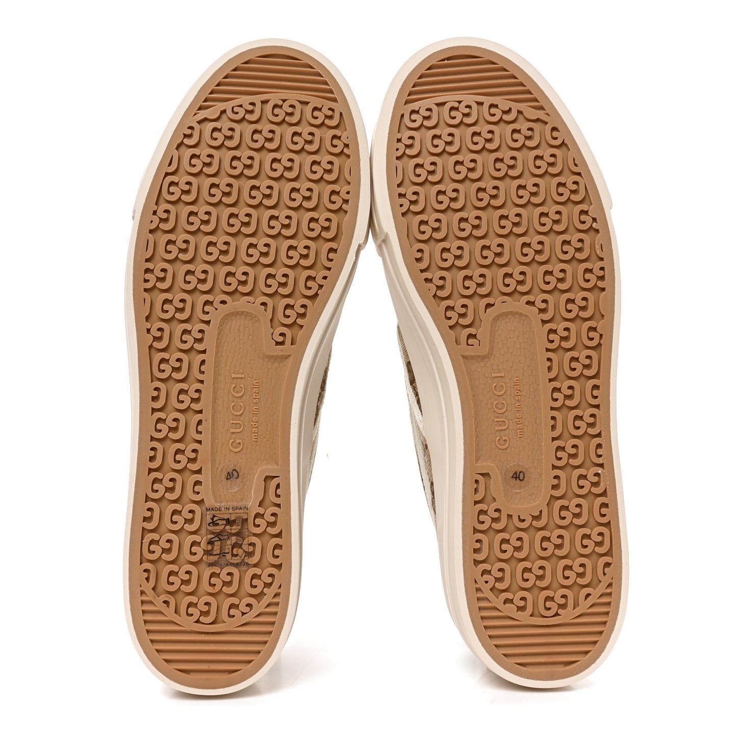 GG Monogram Womens Slip Sneakers 40 Beige Ebony Mystic White
